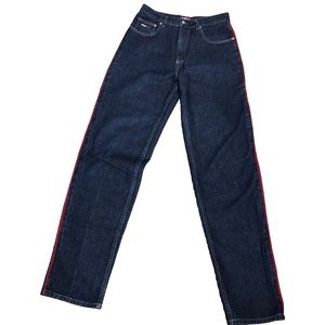 Vintage 2000's TOMMY HILFIGER Varsity Red Side Stripe Hi-Rise Denim Jeans  30/32